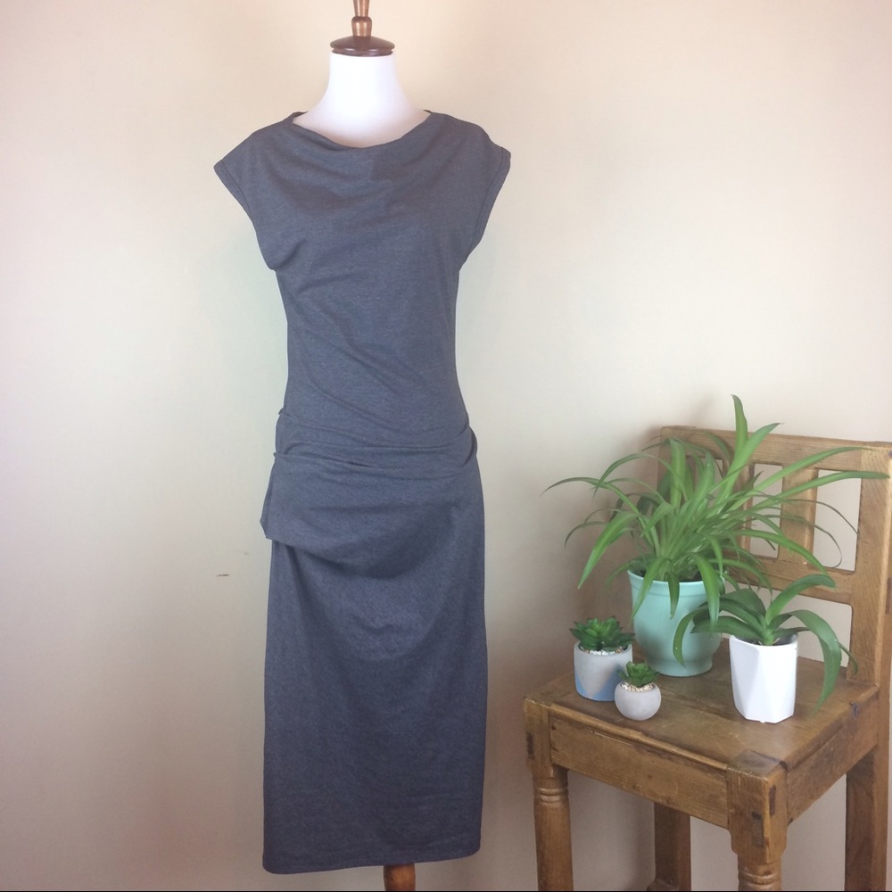 James Perse Body Con Ruched Midi Dress